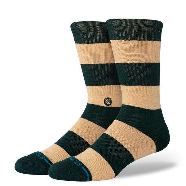STANCE SOCKS ネップ ストライプ  クルー グリーン L