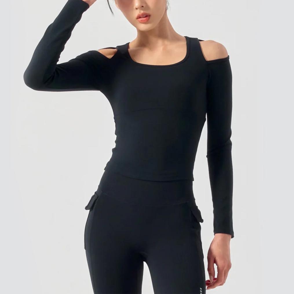  XEXYMIX XEXYMIX Comfort Up Shoulder Cut L/S Bra Top画像1