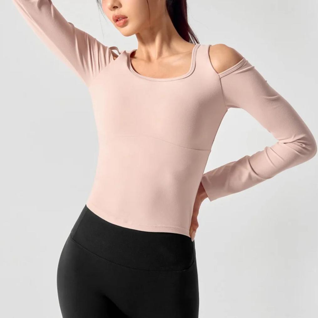  XEXYMIX XEXYMIX Comfort Up Shoulder Cut L/S Bra Top画像1