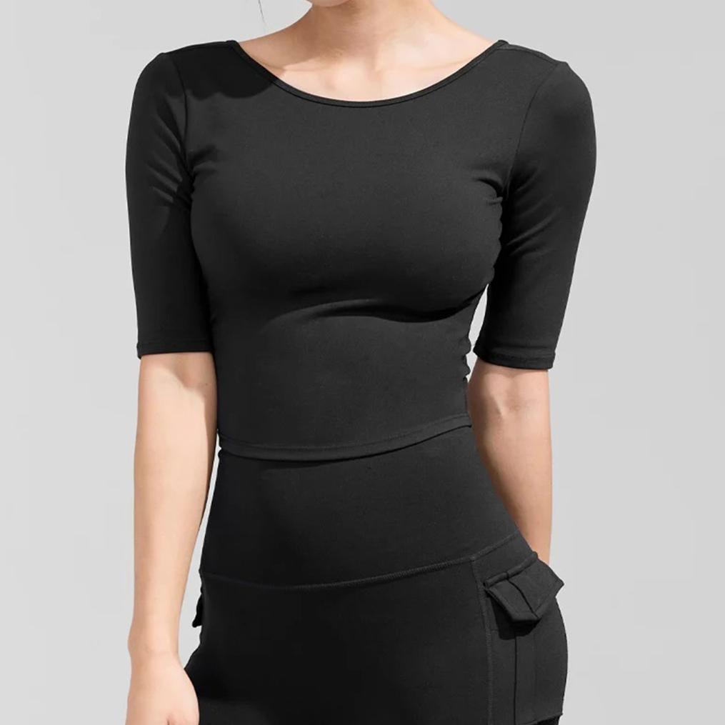  XEXYMIX XEXYMIX Open Back Half Sleeve Bra Top画像3