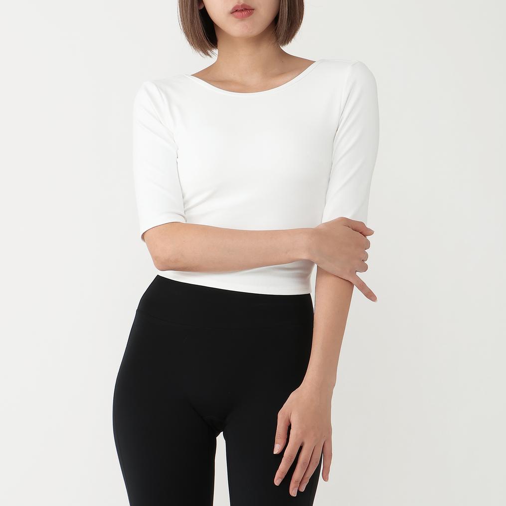 モデル：161cm / 着用サイズ：S XEXYMIX XEXYMIX Open Back Half Sleeve Bra Top画像1