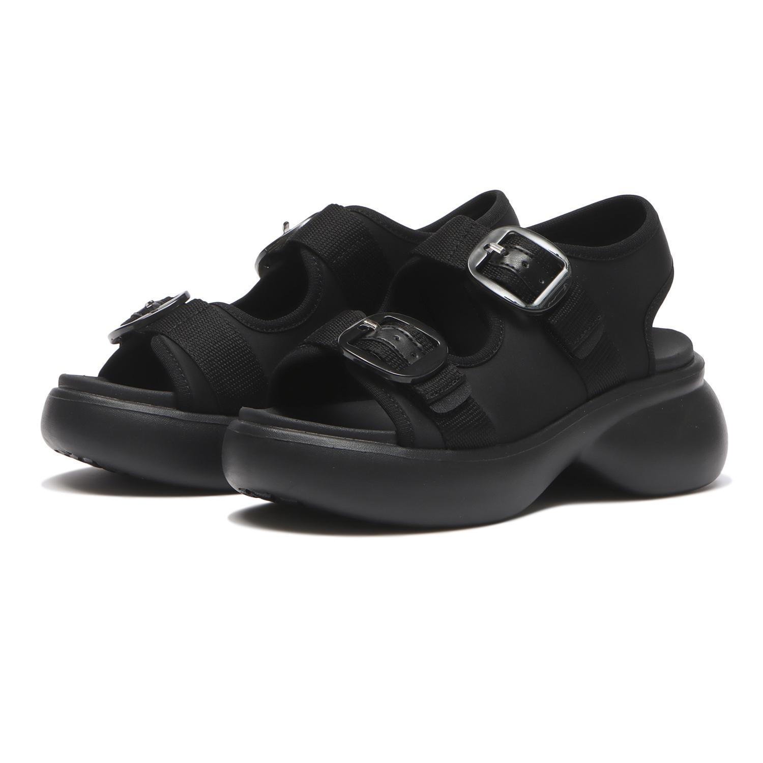 ブラック ダブルバックル 厚底サンダル レディース 【ABC SELECT】 エービーシーセレクト CL VL 2BUCKLE