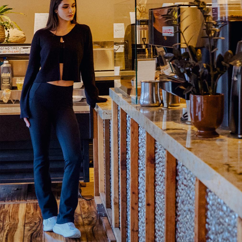  ITZON ITZON Cut & Sew Flare Leggings画像8