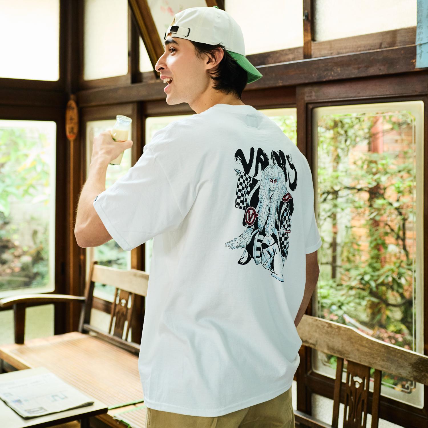 ホワイト模様入りポリエステルTシャツ VANS】 ヴァンズ KABUKI 2.0 SS TEE ショートスリーブ VN0011YBWHT ABC