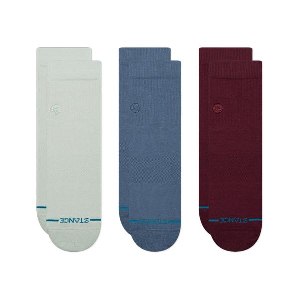 STANCE SOCKS アイコン クオーター 3パック ブルー L