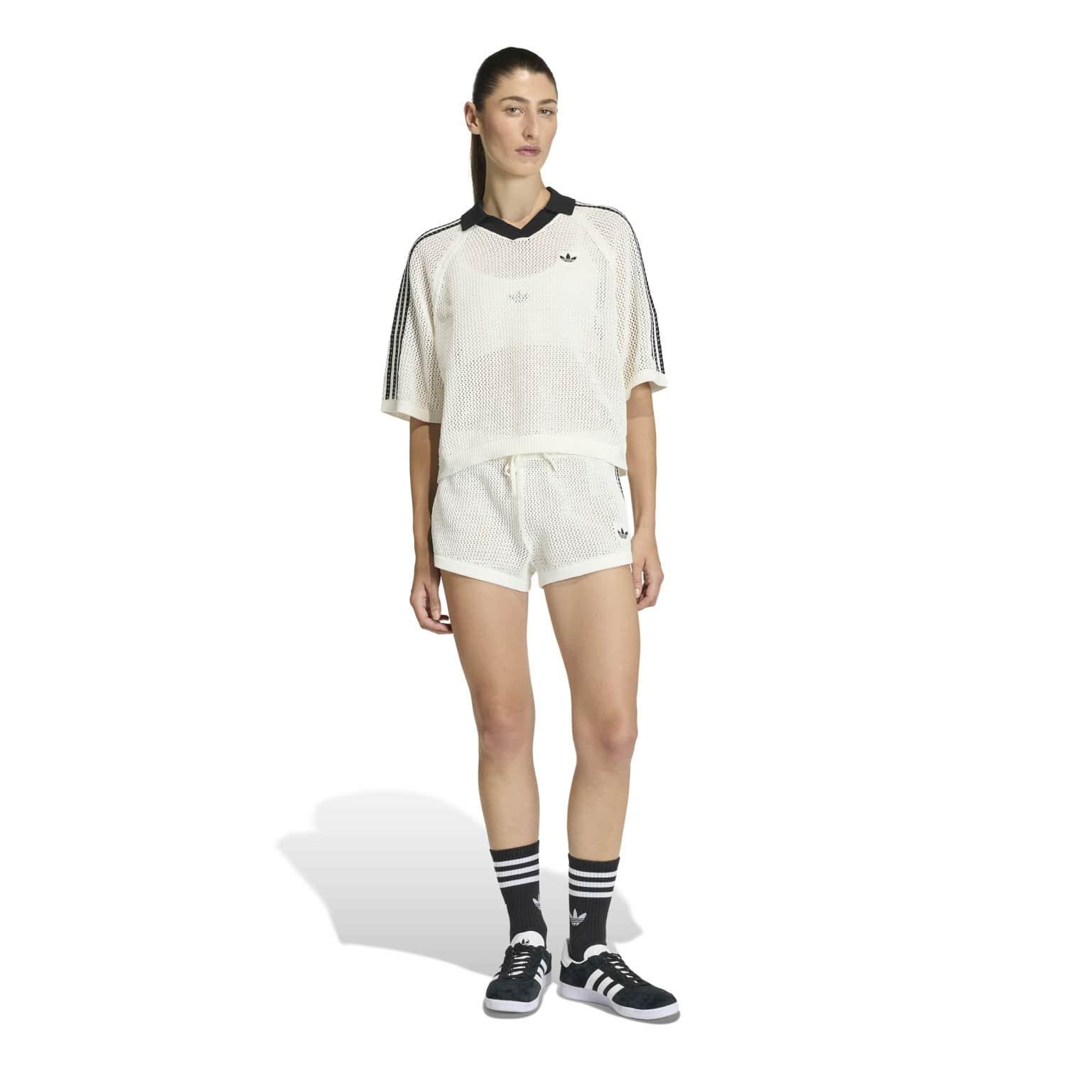 レディース 【adidas】 アディダス W KNIT CROCHET SS POLO ショート
