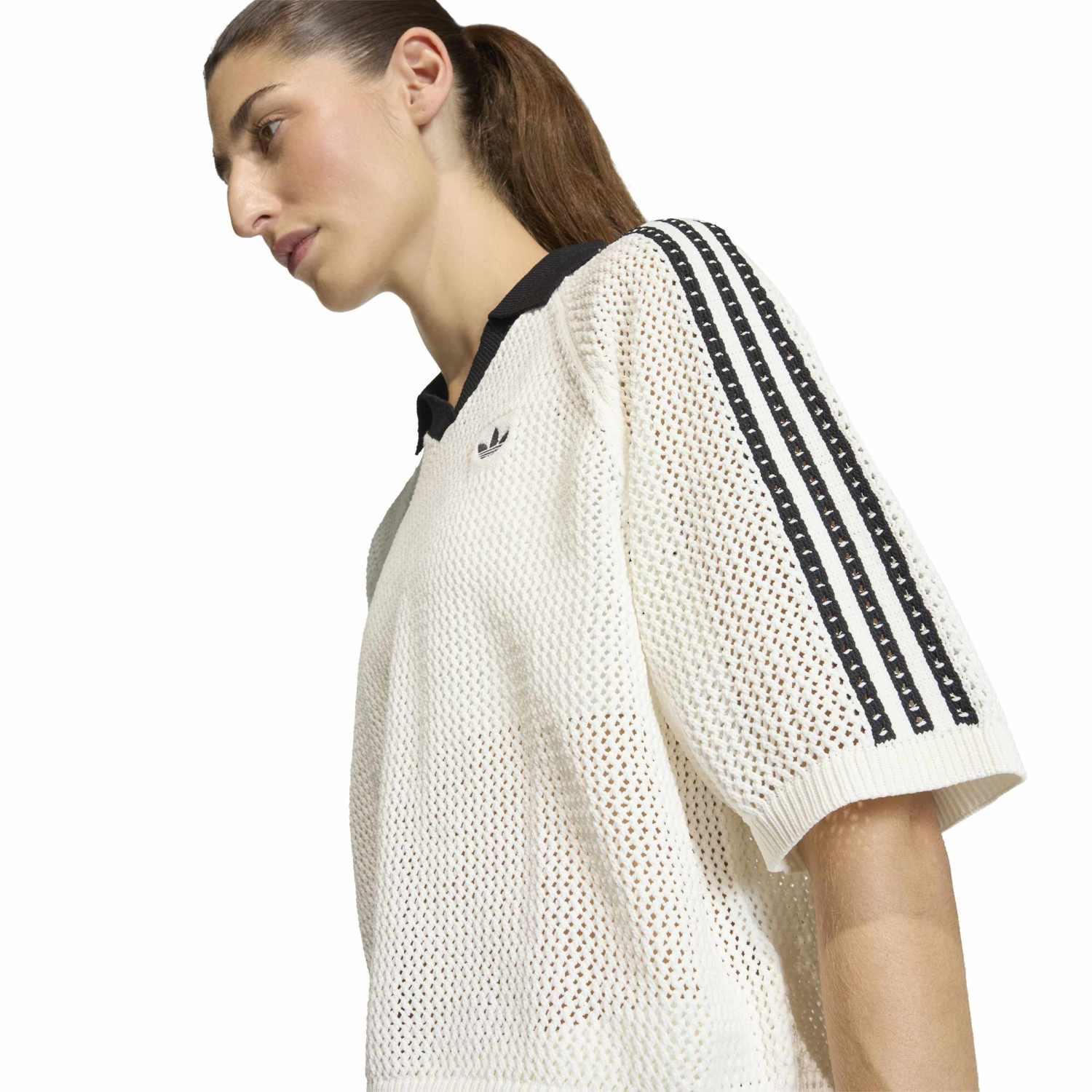レディース 【adidas】 アディダス W KNIT CROCHET SS POLO ショート