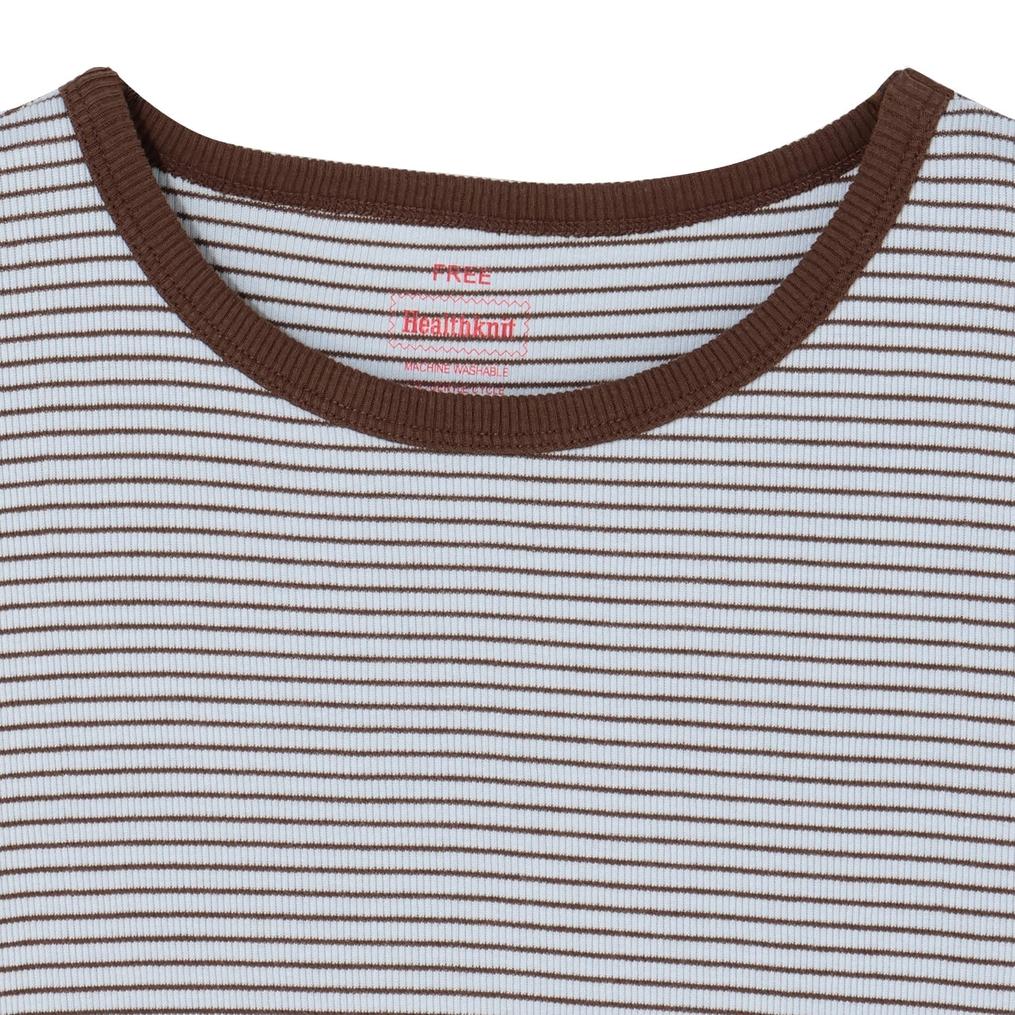  Healthknit HEALTH KNIT W's Tubular Rib S/S Border Tee画像2