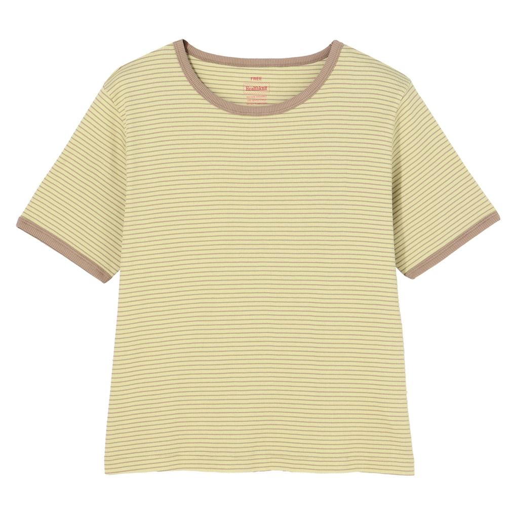  Healthknit HEALTH KNIT W's Tubular Rib S/S Border Tee画像1