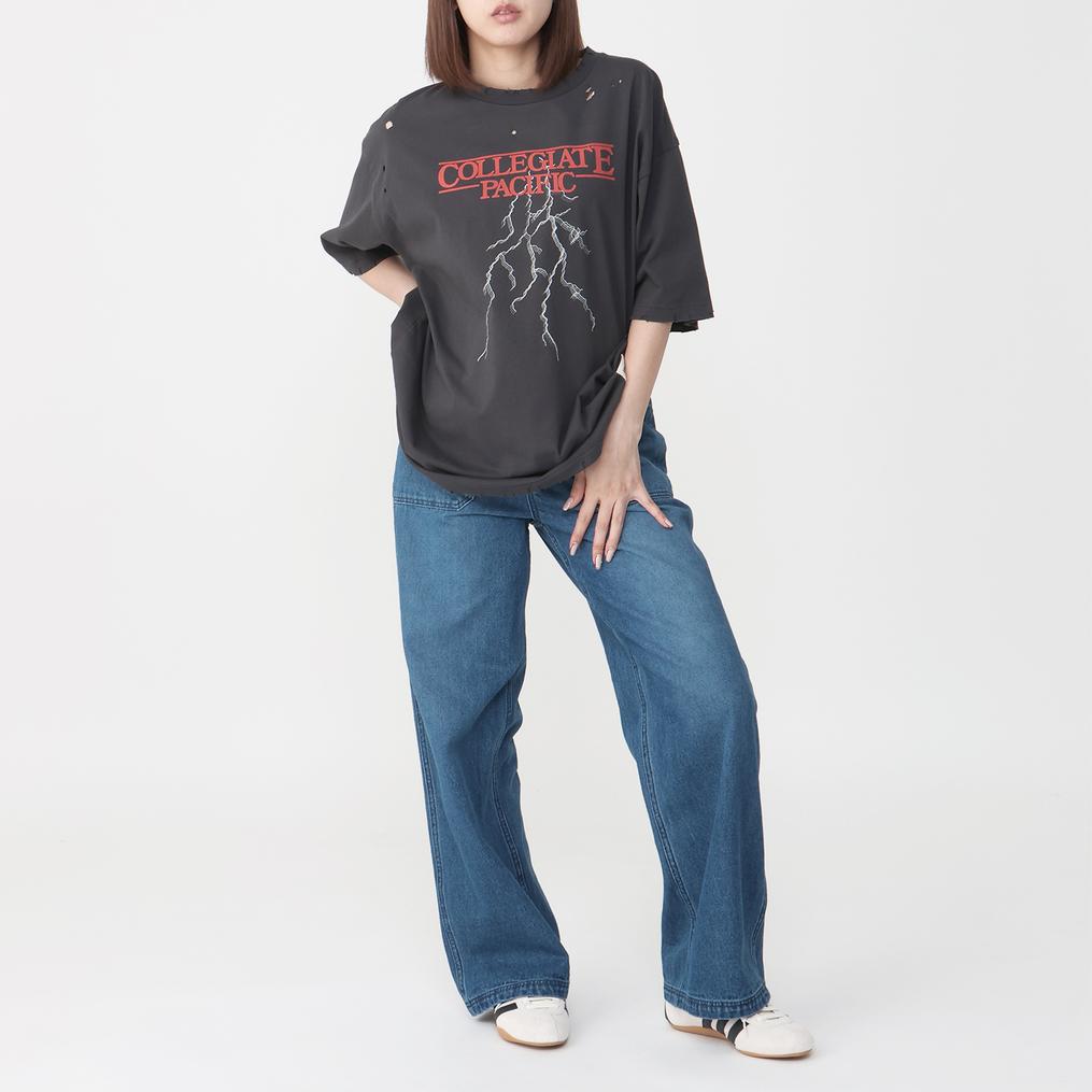 モデル：161cm / 着用サイズ：M カレッジエイトパシフィック Collageate Pacific W's Damege S/S T Shirt OSHMAN'S SMU画像2