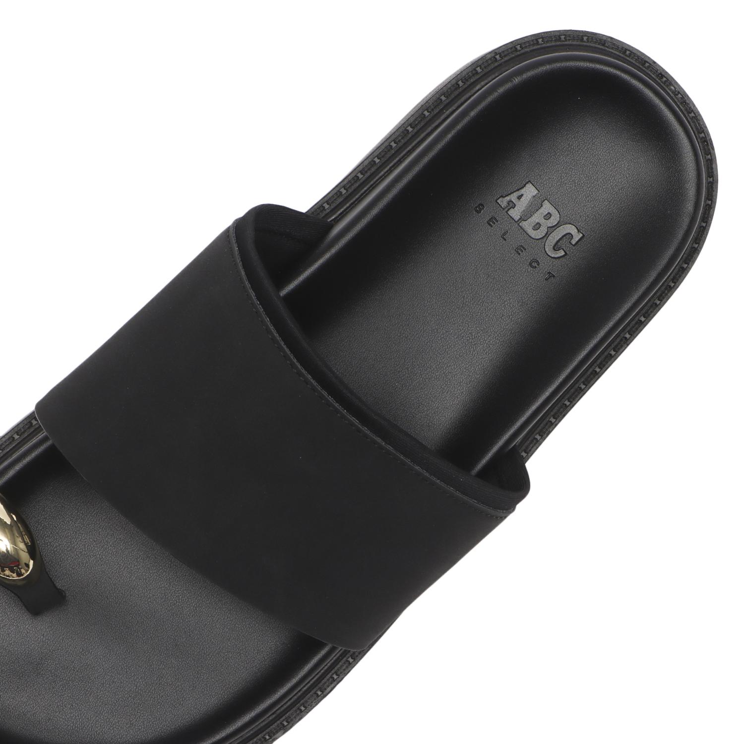  SLIPPER サンダル ブラック サイズ7 レディース 【ABC SELECT】 エービーシーセレクト RING FLAT SANDAL