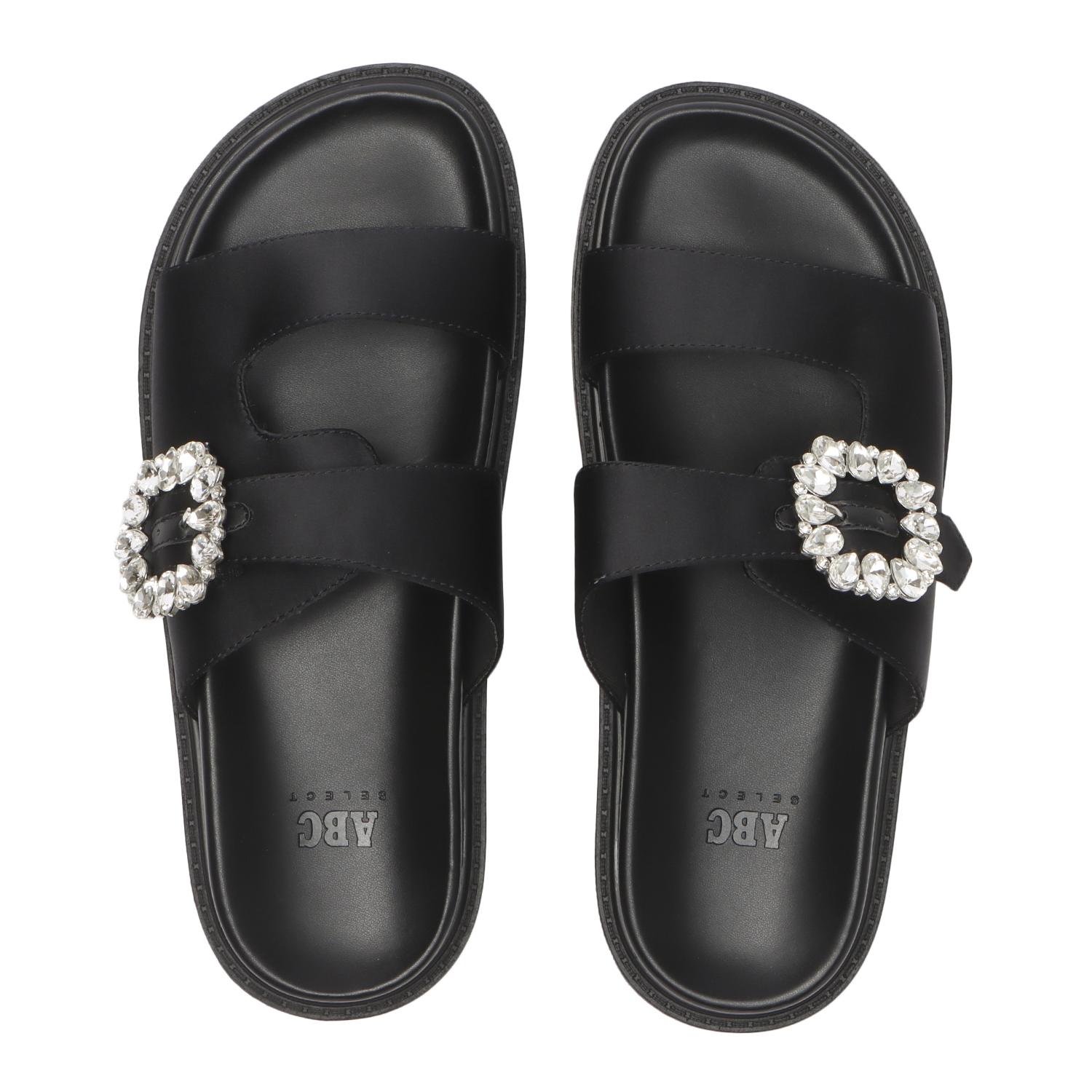 bibiy ビジューサンダル　ブラック　L レディース 【ABC SELECT】 エービーシーセレクト BIJOU FLAT SANDAL