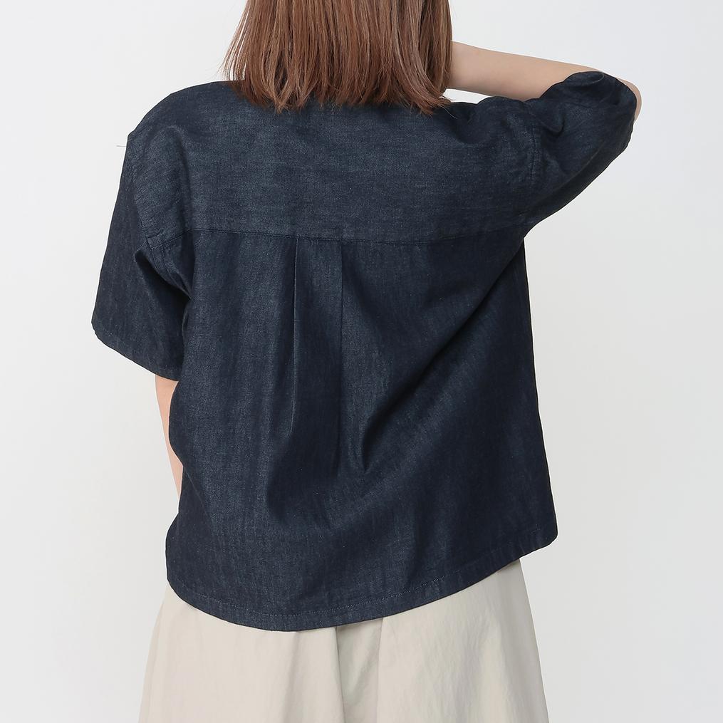 モデル：161㎝ / 着用サイズ：36 DANTON DANTON W's B.D. Short S/S Shirt画像3