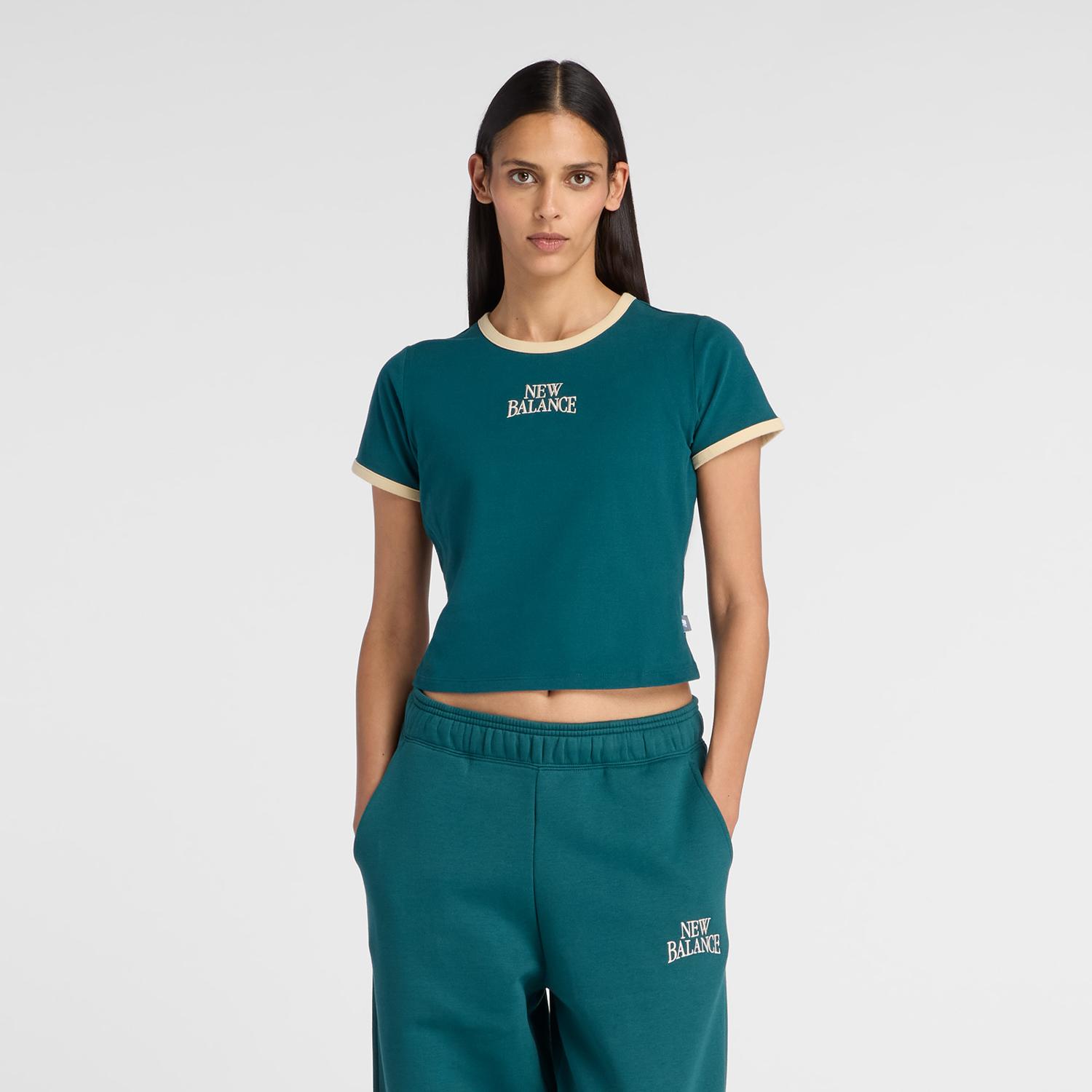 New Balance】 ニューバランス W リニアヘリテージリンガーT ショート