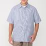 モデル：178㎝ / 着用サイズ：Ｌ JEMORGAN J.E.MORGAN Sucker Stripe Reguler Collar S/S Shirt OSHMAN'S SMU画像1