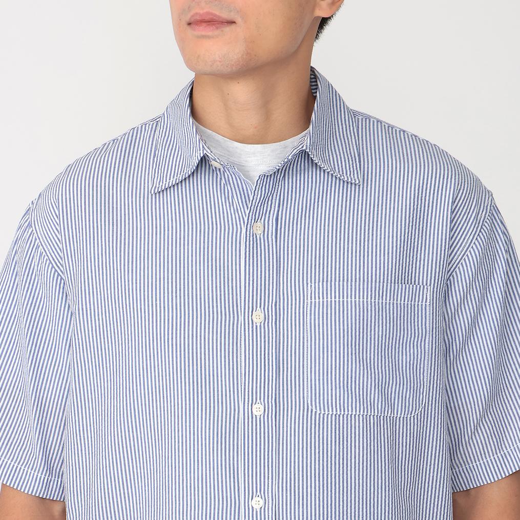  JEMORGAN J.E.MORGAN Sucker Stripe Reguler Collar S/S Shirt OSHMAN'S SMU画像4