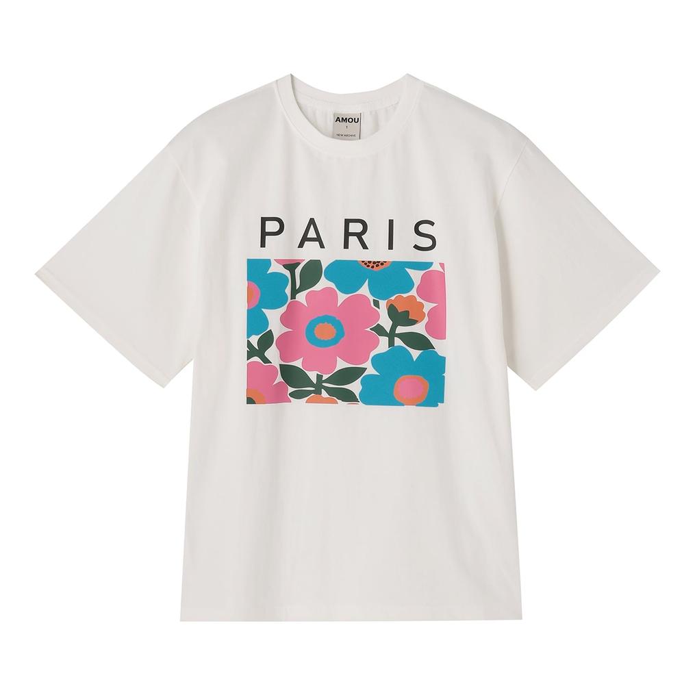  アモウ AMOU W's Paris Logo Tee画像1