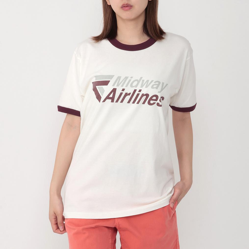 モデル：１６１cm / 着用サイズ：M GOOD ROCK SPEED GOOD ROCK SPEED Midway Airline Logo Ringer T-Shirts画像1