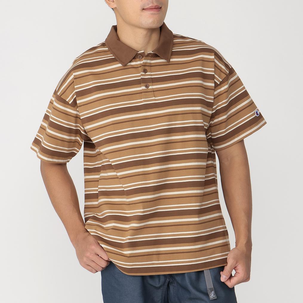 モデル：178cm / 着用サイズ：XL CHAMPION CHAMPION S/S Border Polo Shirt画像1