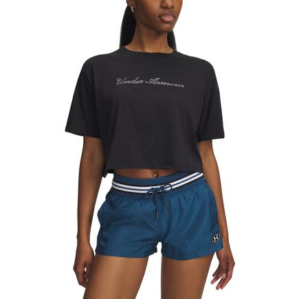 UNDER ARMOUR UAラインストーンクロップショートスリーブTシャツ