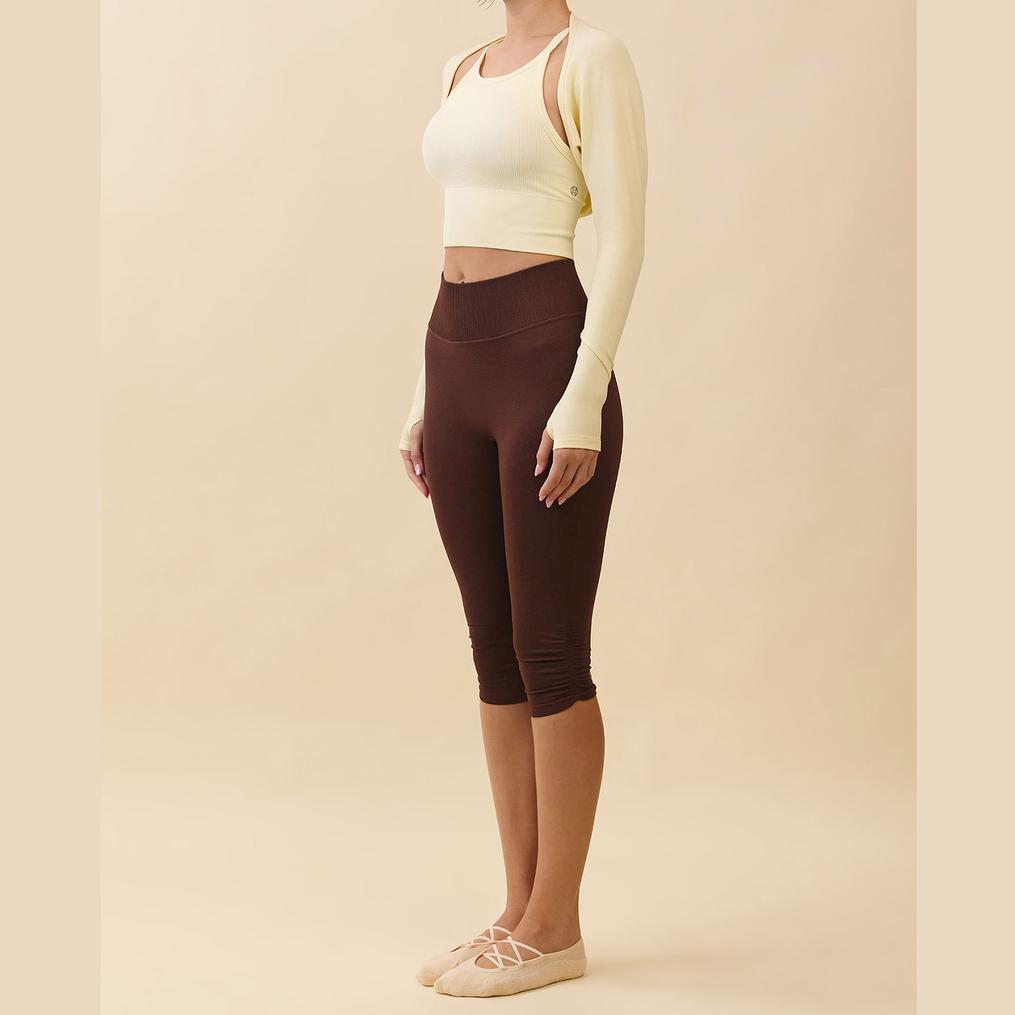  ITZON ITZON Shirring Capri Leggings画像6