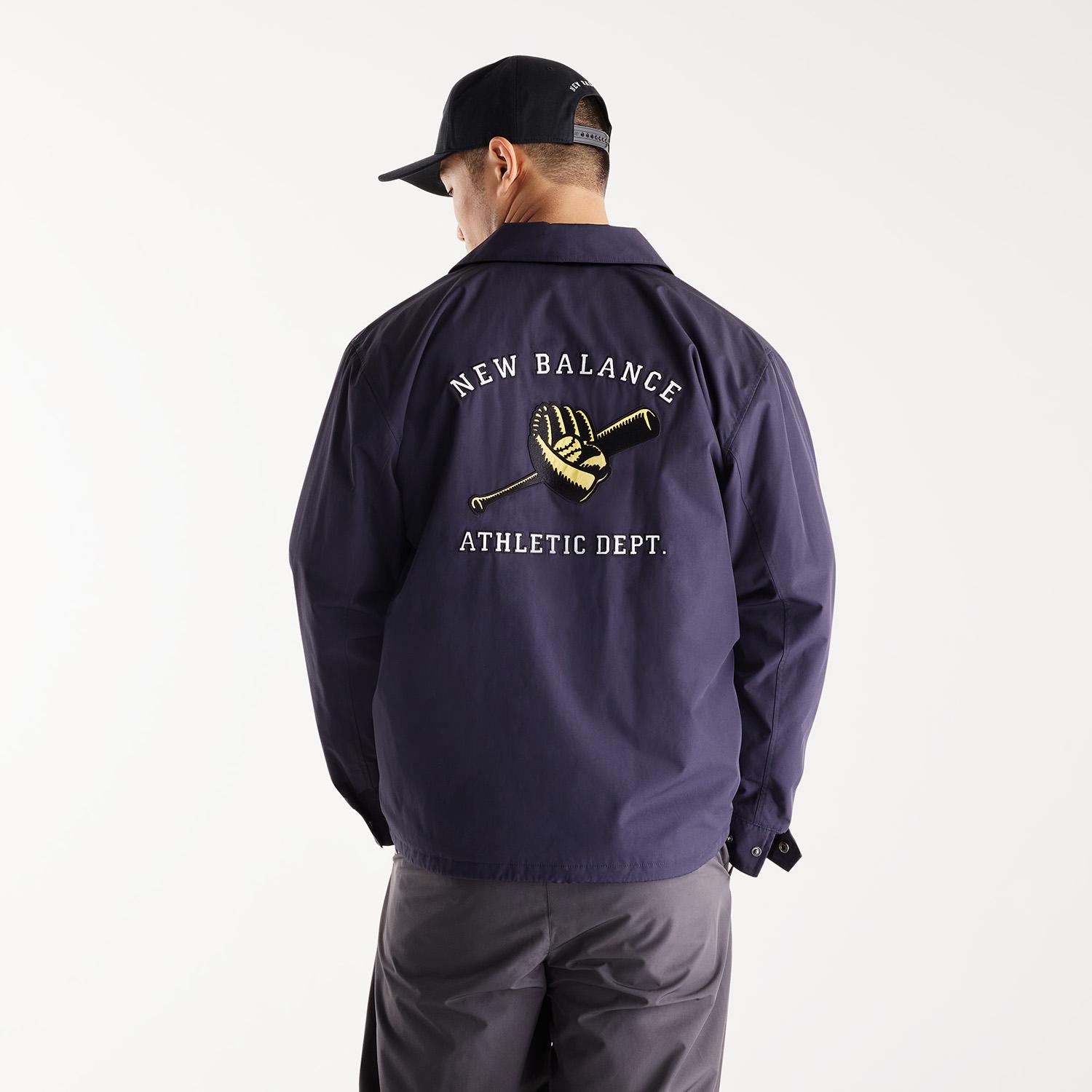 【状態良好】ヘレンチア　麻混ネイビーテーラードジャケット　金ボタン　春夏 New Balance】 ニューバランス M O.HシグネチャーコーチJK アウター