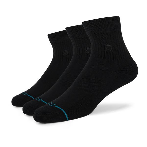 STANCE SOCKS アイコン クオーター 3パック ブラック L