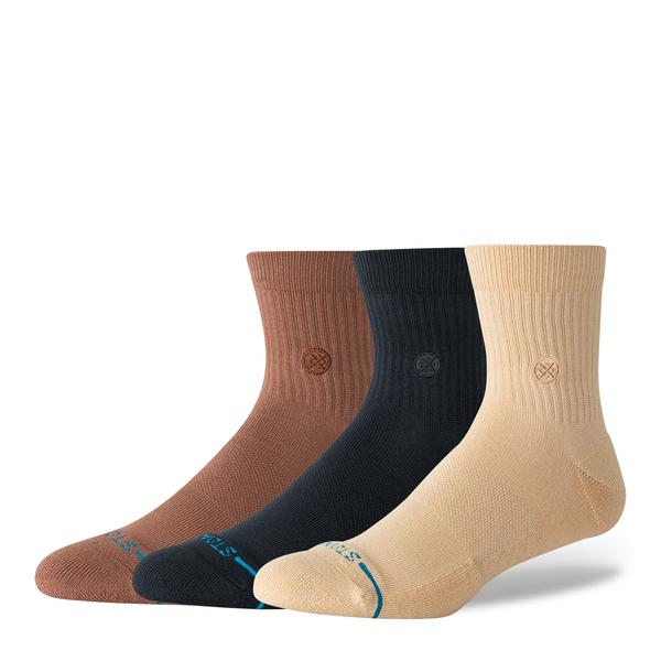 STANCE SOCKS アイコン クオーター 3パック ブラウン L